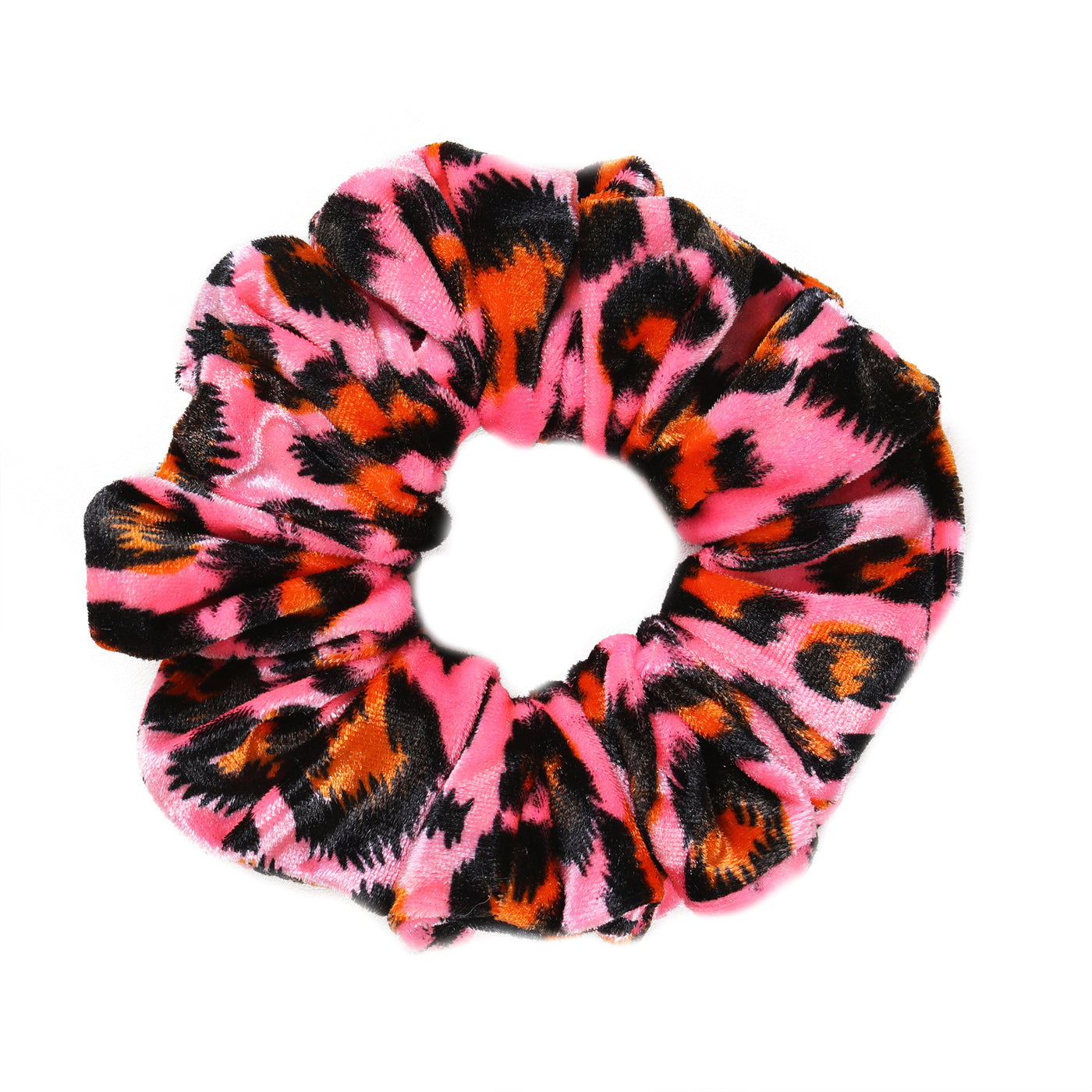 Leopard Pink Velvet Scrunchie